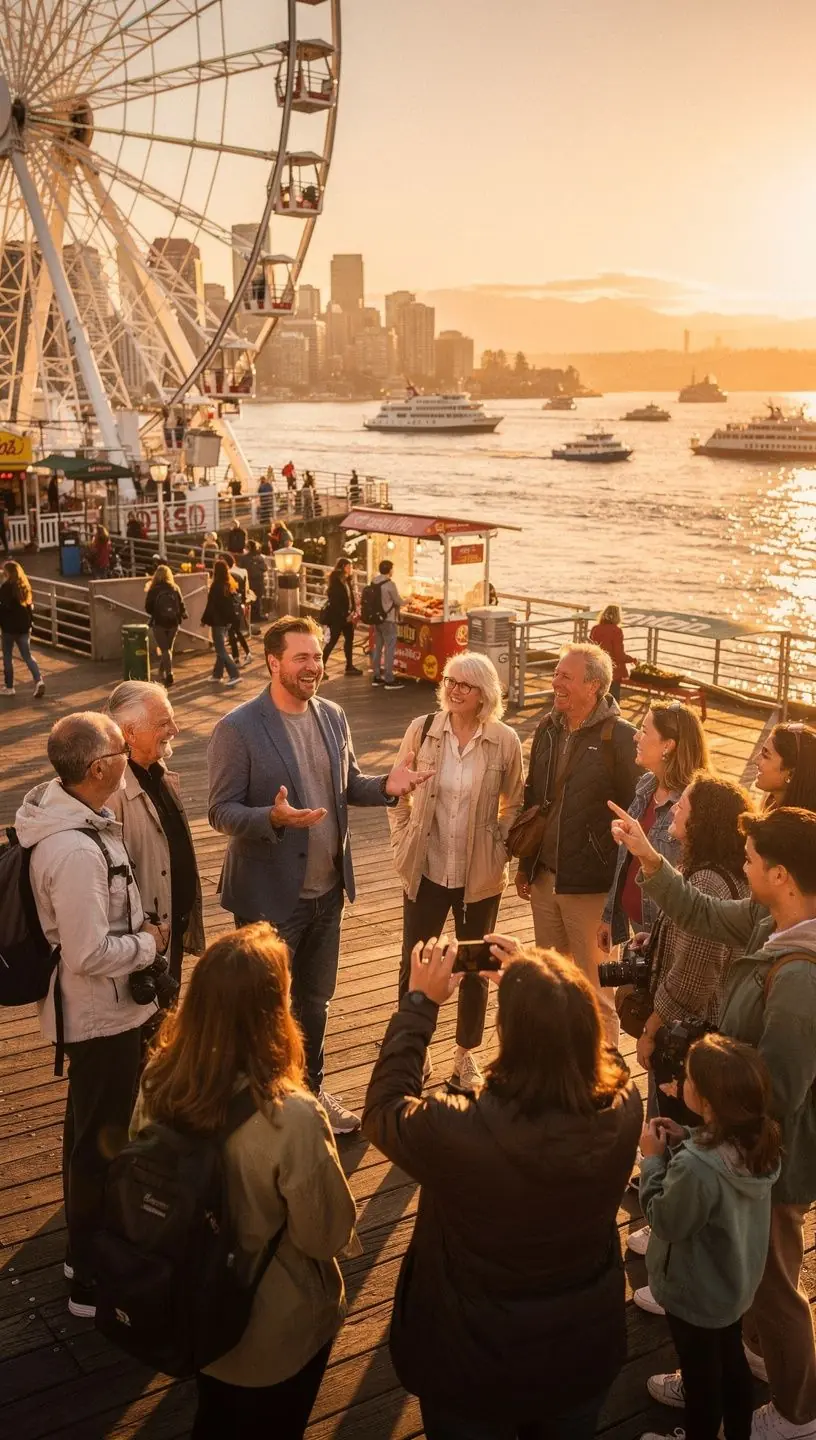 Успешное завершение экскурсии: пассажиры поднимаются в автобус для своевременного возвращения на посадку